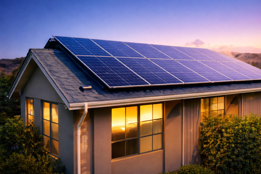 Solar panels on a roof in Perth, Western australia